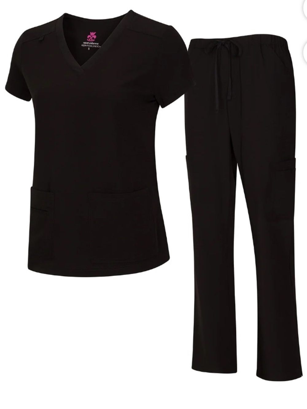 Unbranded Women's Black V-Neck Scrub Top & Pant Set